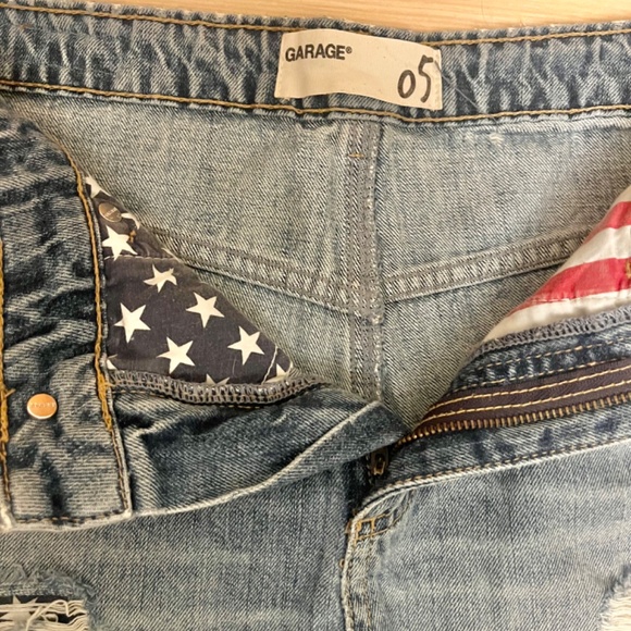 Garage USA American Flag Star-Spangled Banner Denim Jean Pocket Shorts - Picture 2 of 3